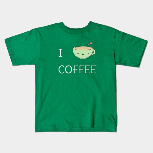 Cute I love coffee Kids T-Shirt by happinessinatee